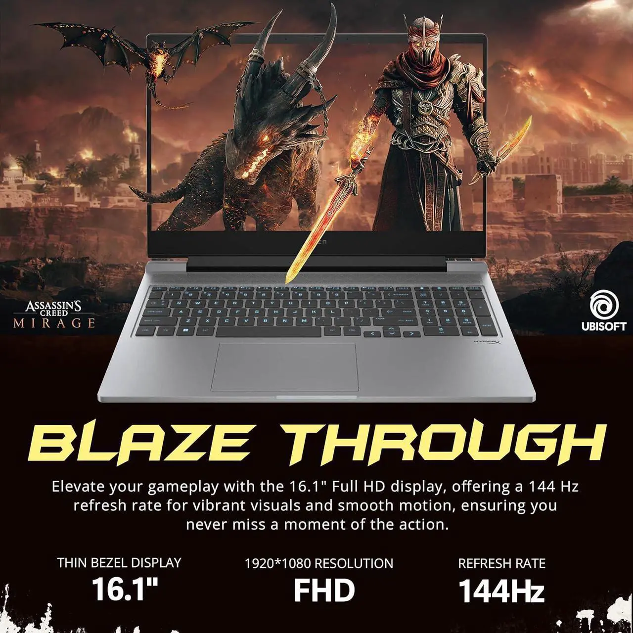 Alt view image 4 of 7 - HP Omen 16.1" FHD 144Hz Gaming Laptop, Intel i7-14650HX, 32GB DDR5 RAM, 1TB PCIe SSD, NVIDIA GeForce RTX 4060, RGB Backlit Keyboard, Webcam, Wi-Fi 6E, Win 11, Silver, 256GB Docking Station Set