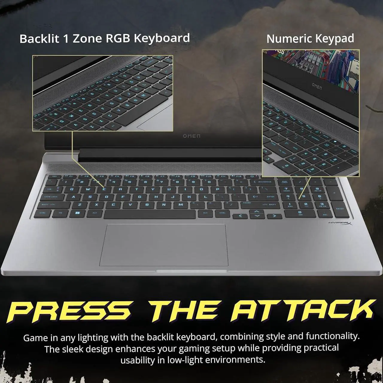 Alt view image 6 of 7 - HP Omen 16.1" FHD 144Hz Gaming Laptop, Intel i7-14650HX, 32GB DDR5 RAM, 1TB PCIe SSD, NVIDIA GeForce RTX 4060, RGB Backlit Keyboard, Webcam, Wi-Fi 6E, Win 11, Silver, 256GB Docking Station Set