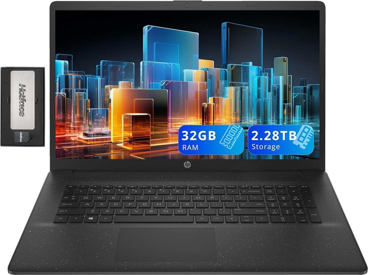 Main image of HP 17.3" HD+ Laptop, Intel i5-1334U, 32GB RAM, 2.28TB Storage(2TB SSD+288GB Docking Station Set), Intel Iris Xe Graphics, Number Pad, Wi-Fi 6, 720p HD Camera, Win 11, Jet Black
