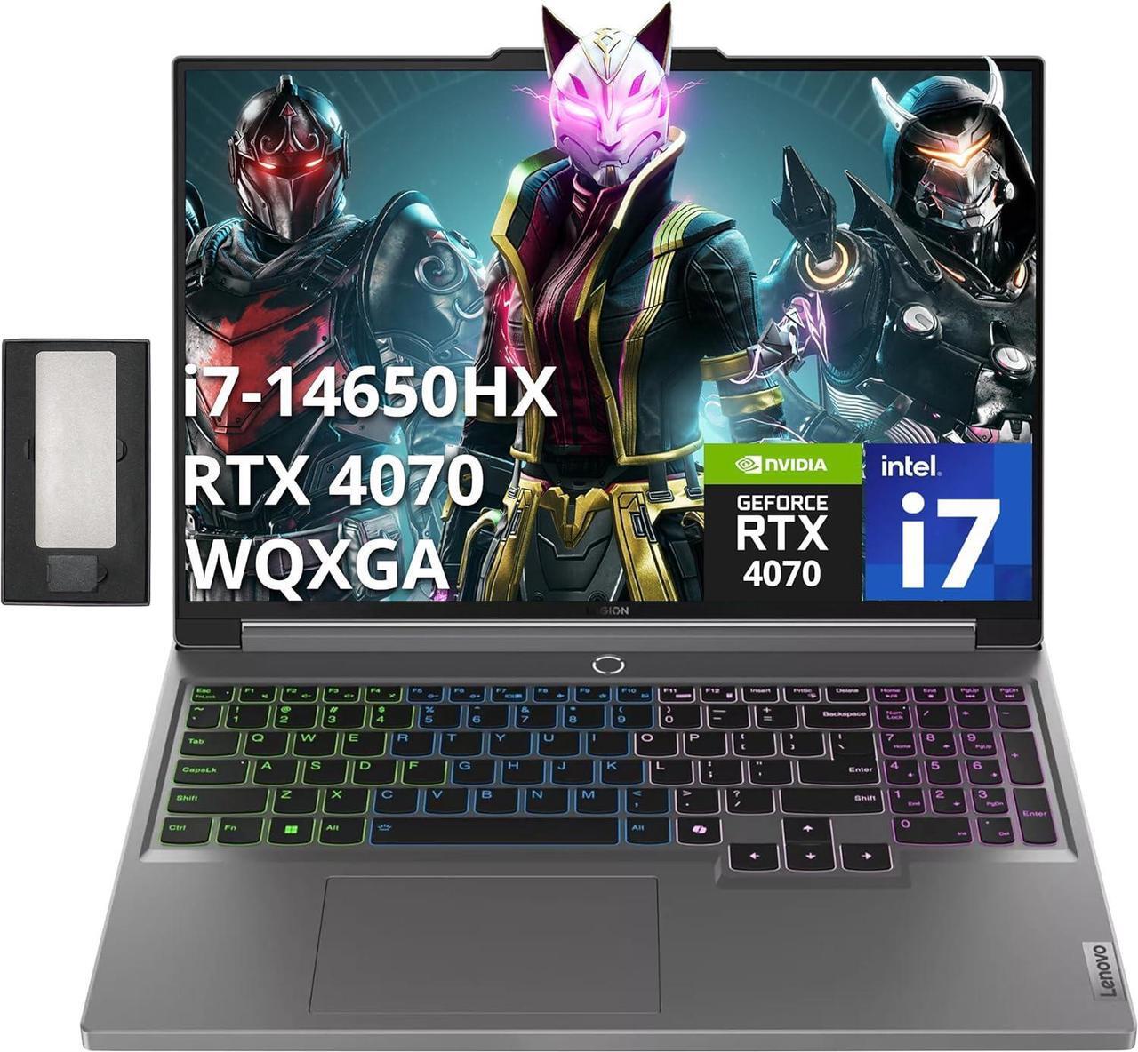 Main image of Lenovo Legion 5 16" WQXGA 165Hz Gaming Laptop, Intel i7-14650HX, NVIDIA GeForce RTX 4070, 64GB DDR5, 2TB SSD, 4-Zone RGB Backlit Keyboard, Wi-Fi 6E, Win 11, Luna Grey, 256GB Docking Station Set