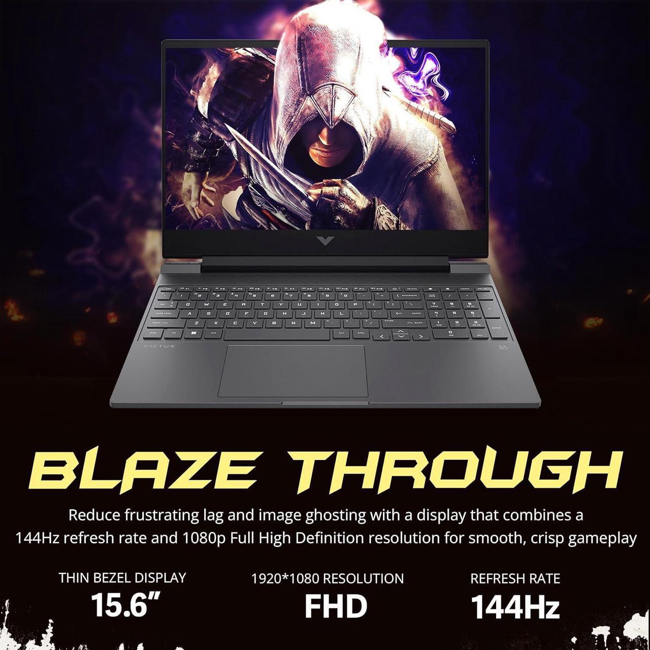 Alt view image 4 of 7 - HP Victus 15.6" 144Hz FHD Gaming Laptop, Intel i5-13420H, 16GB RAM, 1TB PCIe SSD, NVIDIA GeForce RTX 4050, Backlit Keyboard, WiFi 6, Webcam, Win 11, Mica Silver, 256GB Docking Station Set
