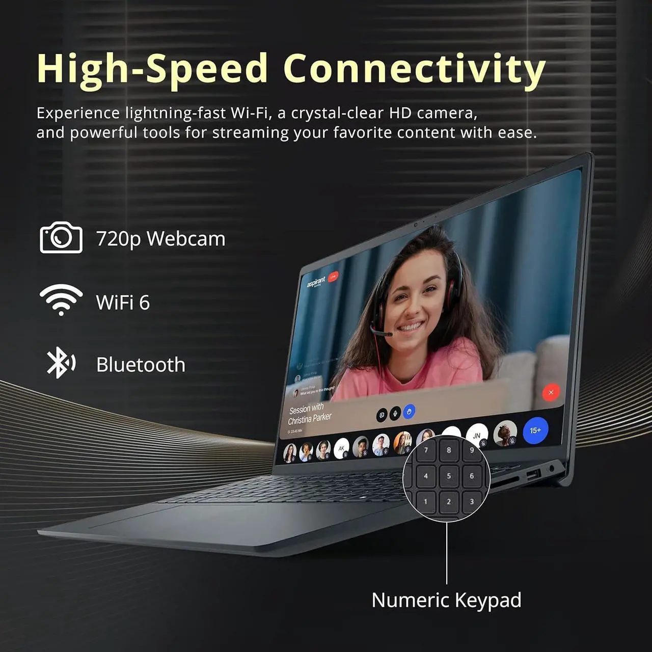 Alt view image 5 of 7 - Dell Inspiron 15.6" FHD Touchscreen Laptop, Intel i5-1334U, 16GB RAM, 1.16TB Storage(1TB SSD+160GB Docking Station Set), Intel UHD Graphics, Num Pad, Wi-Fi 6, Copilot, Windows 11, Black