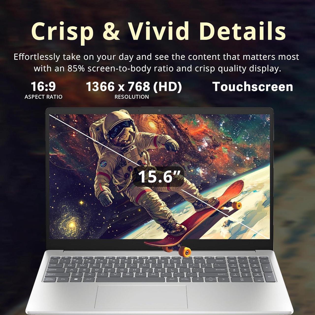 Alt view image 4 of 7 - HP 15.6" HD Touchscreen Laptop, Intel i3-1315U, 32GB DDR4 RAM, 1.16TB Storage(1TB SSD + 160GB Docking Station Set), Intel UHD Graphics, Num Pad, 720p HD Camera, Windows 11 Pro, Silver