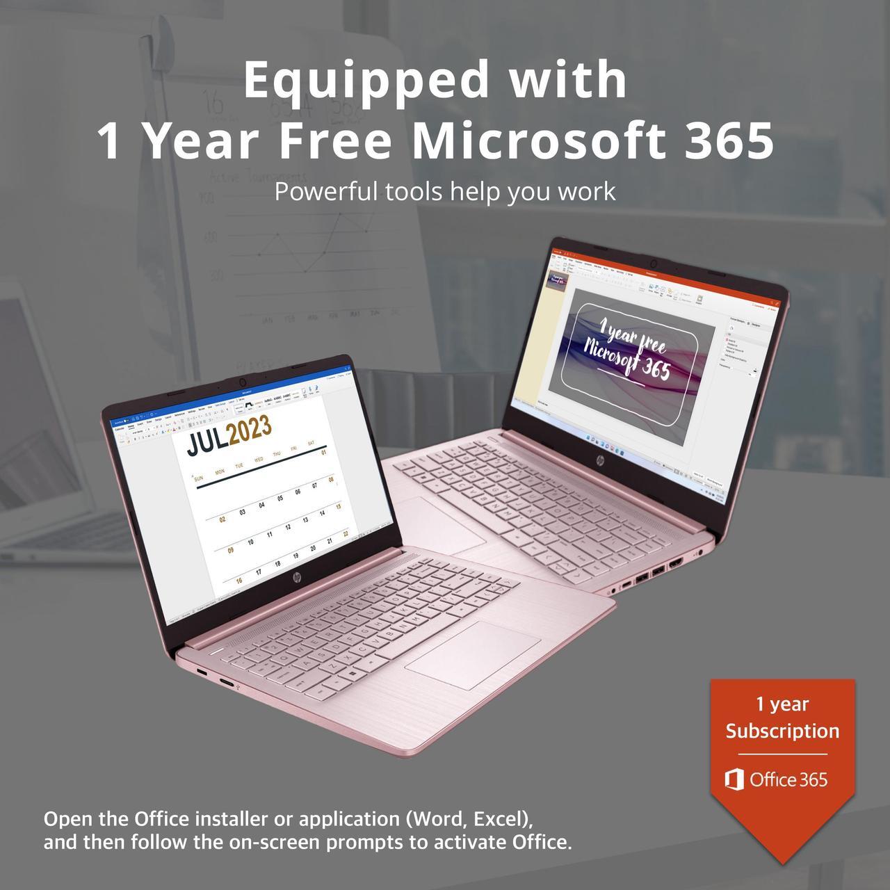 Alt view image 3 of 7 - HP Premium 14" Stream HD Laptop, Intel Celeron N4120 CPU, 4GB RAM, 64GB eMMC, Webcam, UHD Graphics, Bluetooth, WiFi, HDMI, 1 Year Office 365, Win 11 S, Pink, 32GB Hotface USB Card