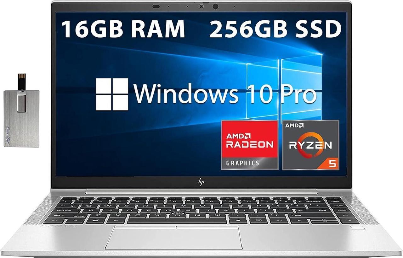 HP 14" EliteBook 845 G8 FHD Business Laptop, AMD Ryzen 5 PRO 5650U Processor, 16GB RAM, 256GB PCIe SSD, Backlit Keyboard, Fingerprint Reader, Win 10 Pro, Silver, Hotface 32GB USB Card