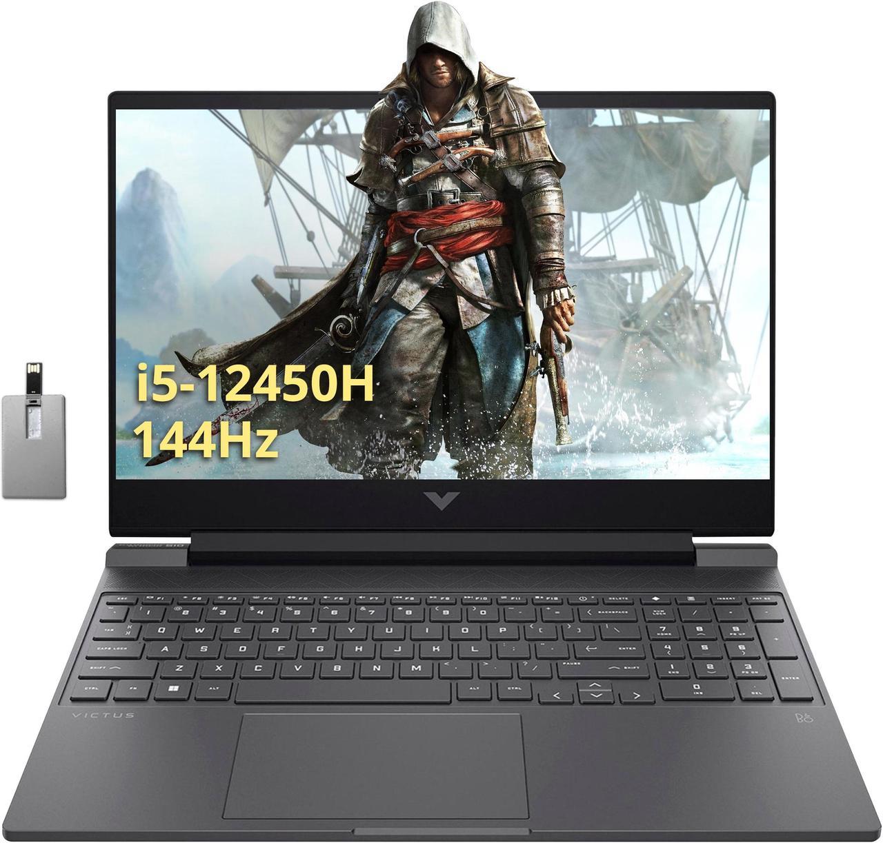 HP Victus 15.6" FHD 144Hz Gaming Laptop, Intel 12th Core i5-12450H, 32GB RAM, 1TB PCIe SSD, NVIDIA GeForce GTX 1650 Graphics, Backlit Keyboard, Win 11 Pro, Mica Silver, 32GB Hotface USB Card