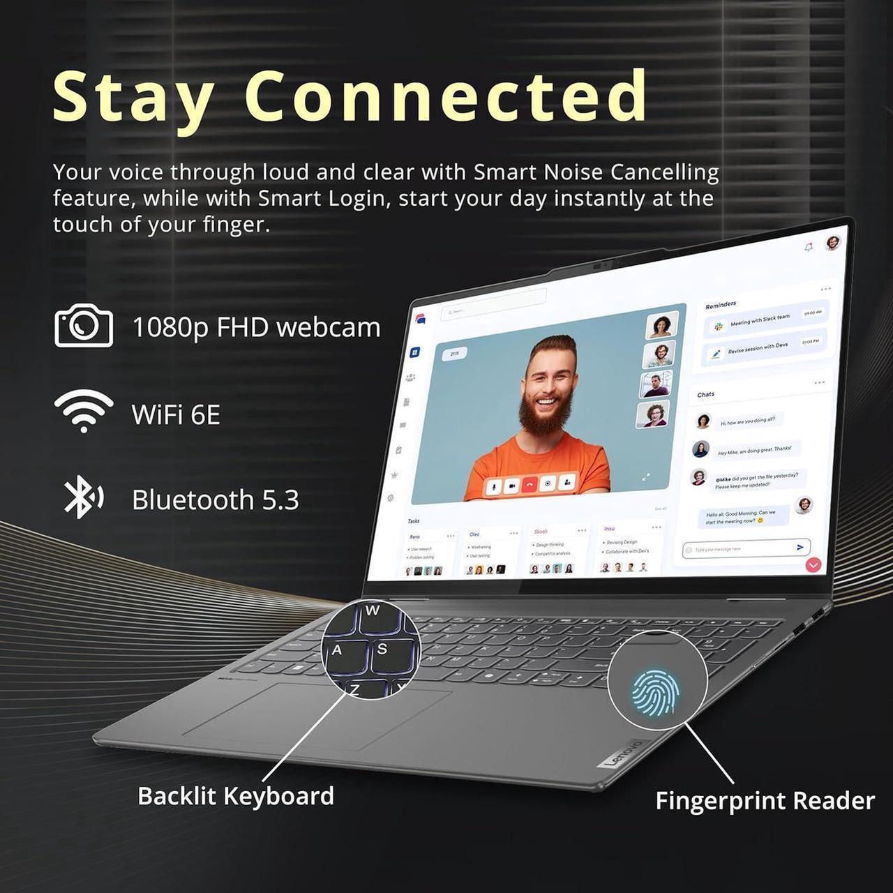 Alt view image 6 of 7 - Lenovo Yoga 7i 2-in-1 16" 2K Touchscreen Laptop, Intel Ultra 5 125U, 16GB LPDDR5X, 800GB Storage (512GB SSD +288GB Docking Station Set), Backlit Keyboard, Fingerprint Reader, WiFi 6E, Win 11 Pro, Grey