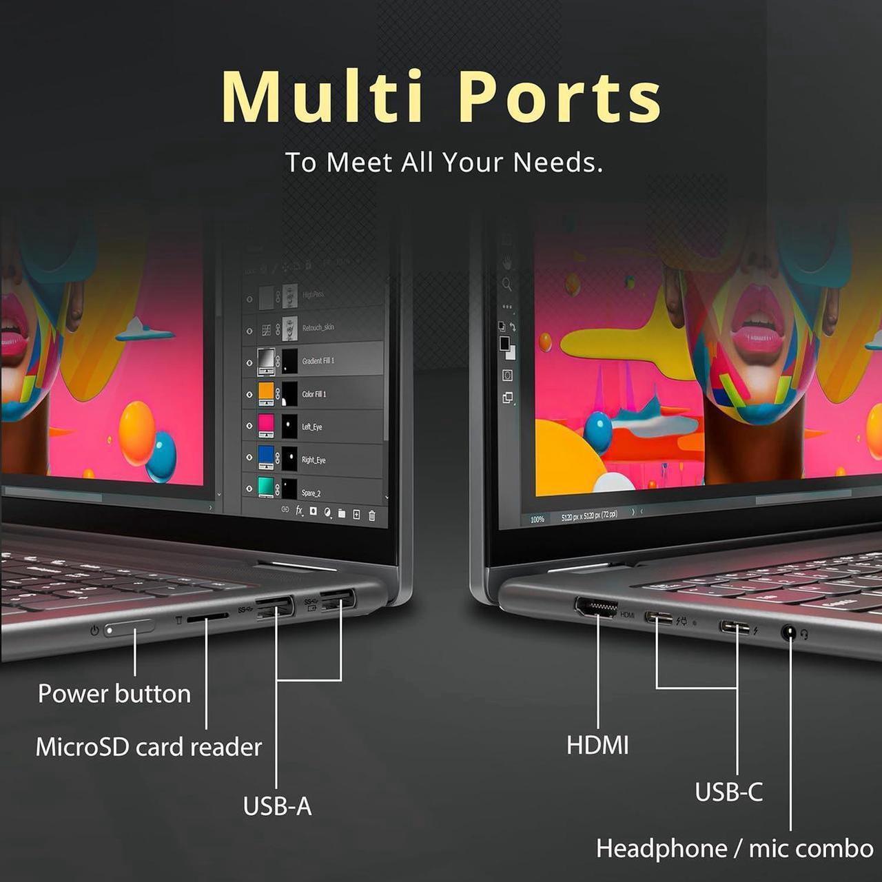 Alt view image 7 of 7 - Lenovo Yoga 7i 2-in-1 16" 2K Touchscreen Laptop, Intel Ultra 5 125U, 16GB LPDDR5X, 800GB Storage (512GB SSD +288GB Docking Station Set), Backlit Keyboard, Fingerprint Reader, WiFi 6E, Win 11 Pro, Grey