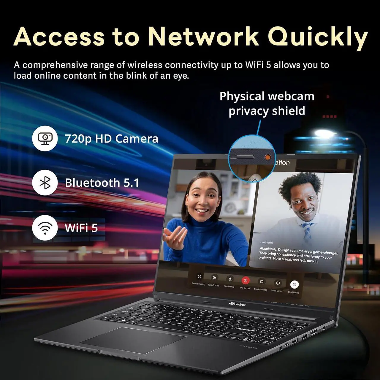 Alt view image 4 of 7 - ASUS Vivobook 16" WUXGA Laptop, Intel i7-1355U, 40GB RAM, 1.28TB Storage(1TB SSD+288GB Docking Station Set), Intel Iris Xe Graphics, Numeric Keypad, 720p HD Webcam, Win 11 Home, Black