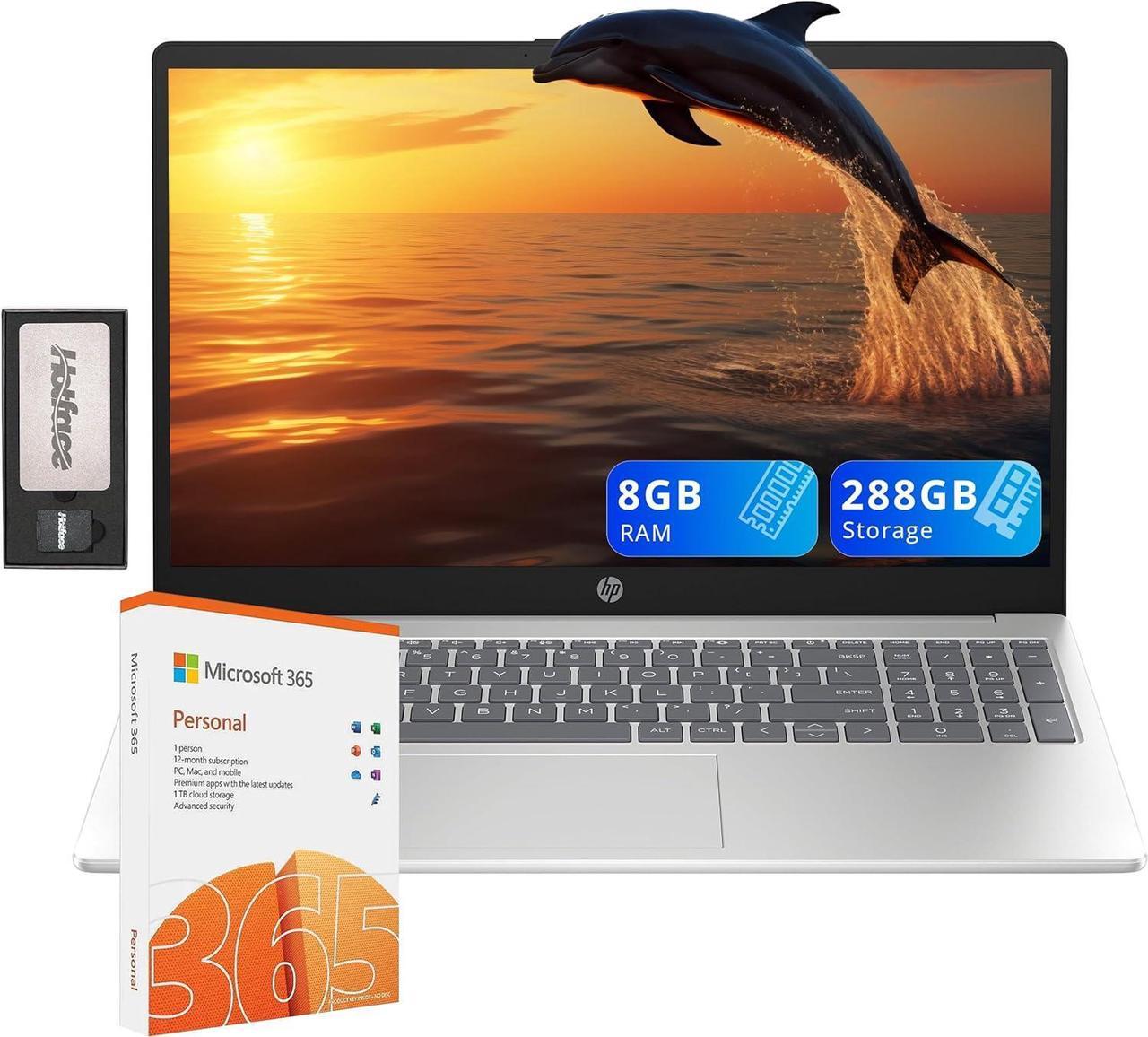 Main image of HP 15.6" HD Laptop, Intel Pentium N200, 8GB DDR4 RAM, 288GB Storage (128GB SSD+160GB Docking Station Set), Intel UHD Graphics, Full Size Keyboard, 720p Camera, 1 Year Office 365, Win 11, Silver