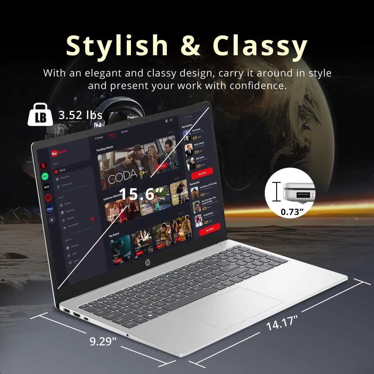 Alt view image 6 of 7 - HP 15.6" HD Touchscreen Laptop, Intel i3-1215U, 16GB RAM, 512GB PCIe SSD, Intel UHD Graphics, Num Pad, 720p Webcam, Fast Charge, Win 11, Silver, 128GB Hotface USB Card