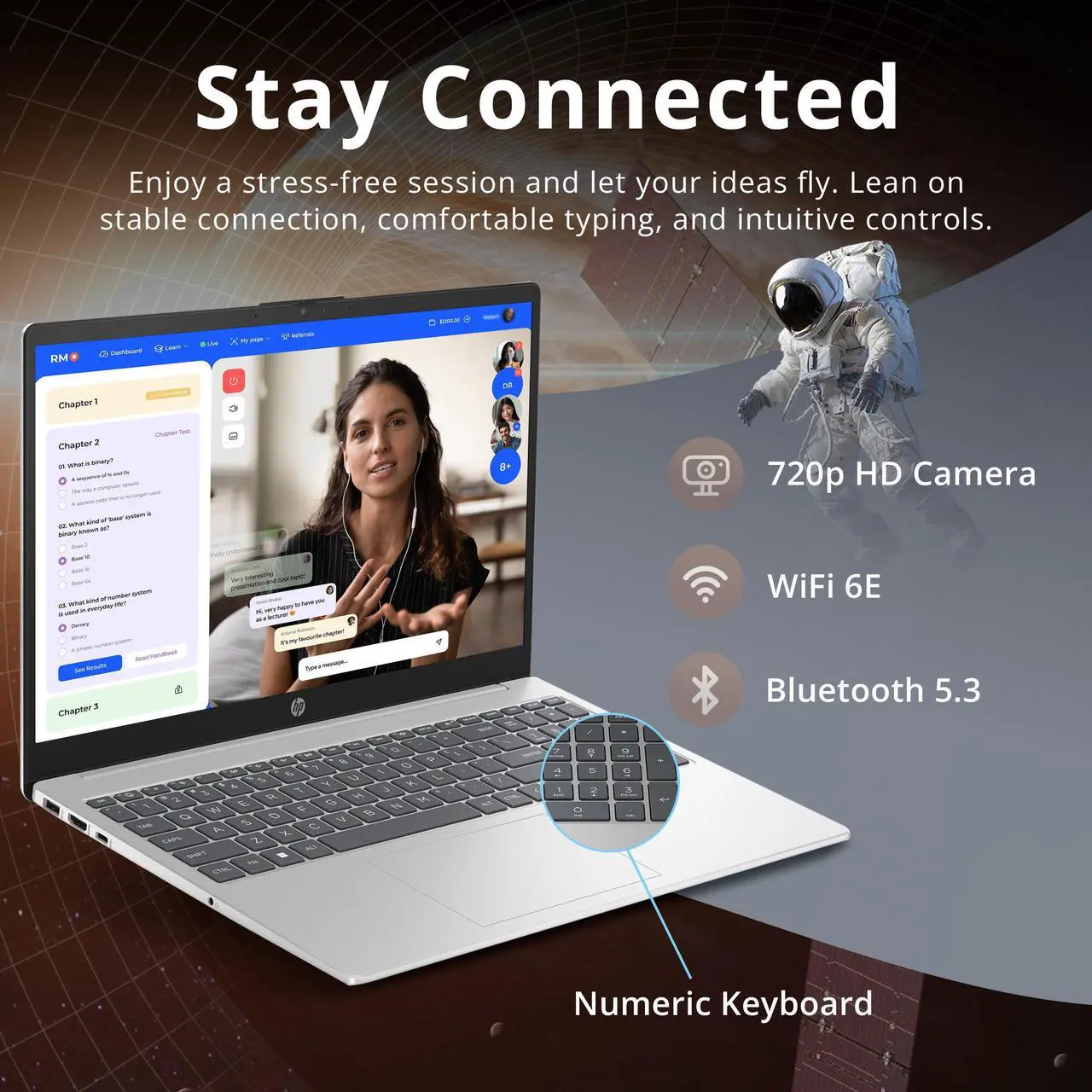 Alt view image 4 of 7 - HP 15.6" HD Touchscreen Laptop, Intel i3-1215U, 16GB RAM, 512GB PCIe SSD, Intel UHD Graphics, Num Pad, 720p Webcam, Fast Charge, Win 11, Silver, 128GB Hotface USB Card