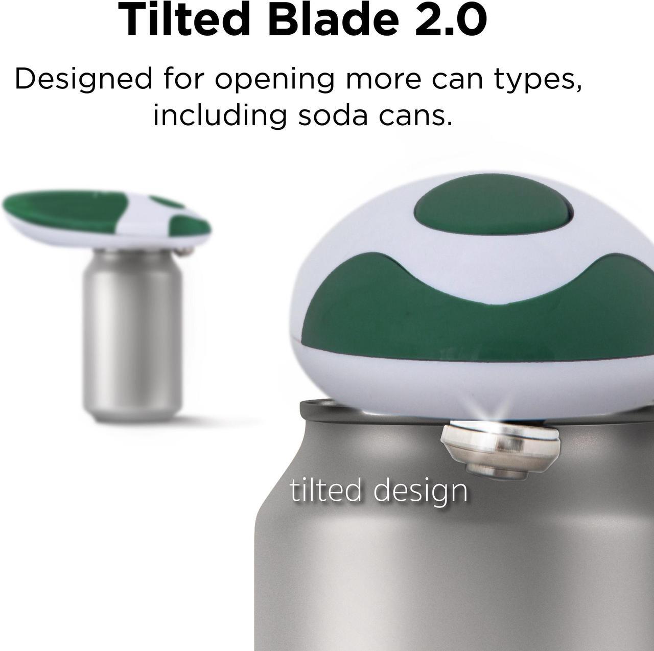 Alt view image 6 of 6 - Kitchen Mama Electric Can Opener 2.0: Upgraded Blade Opens Any Can Shape - No Sharp Edge, Food-Safe, Handy with Lid Lift, Battery Operated Handheld Can Opener (Alpine Green)