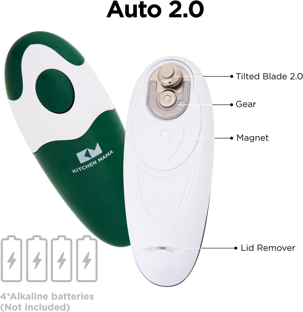 Alt view image 3 of 6 - Kitchen Mama Electric Can Opener 2.0: Upgraded Blade Opens Any Can Shape - No Sharp Edge, Food-Safe, Handy with Lid Lift, Battery Operated Handheld Can Opener (Alpine Green)