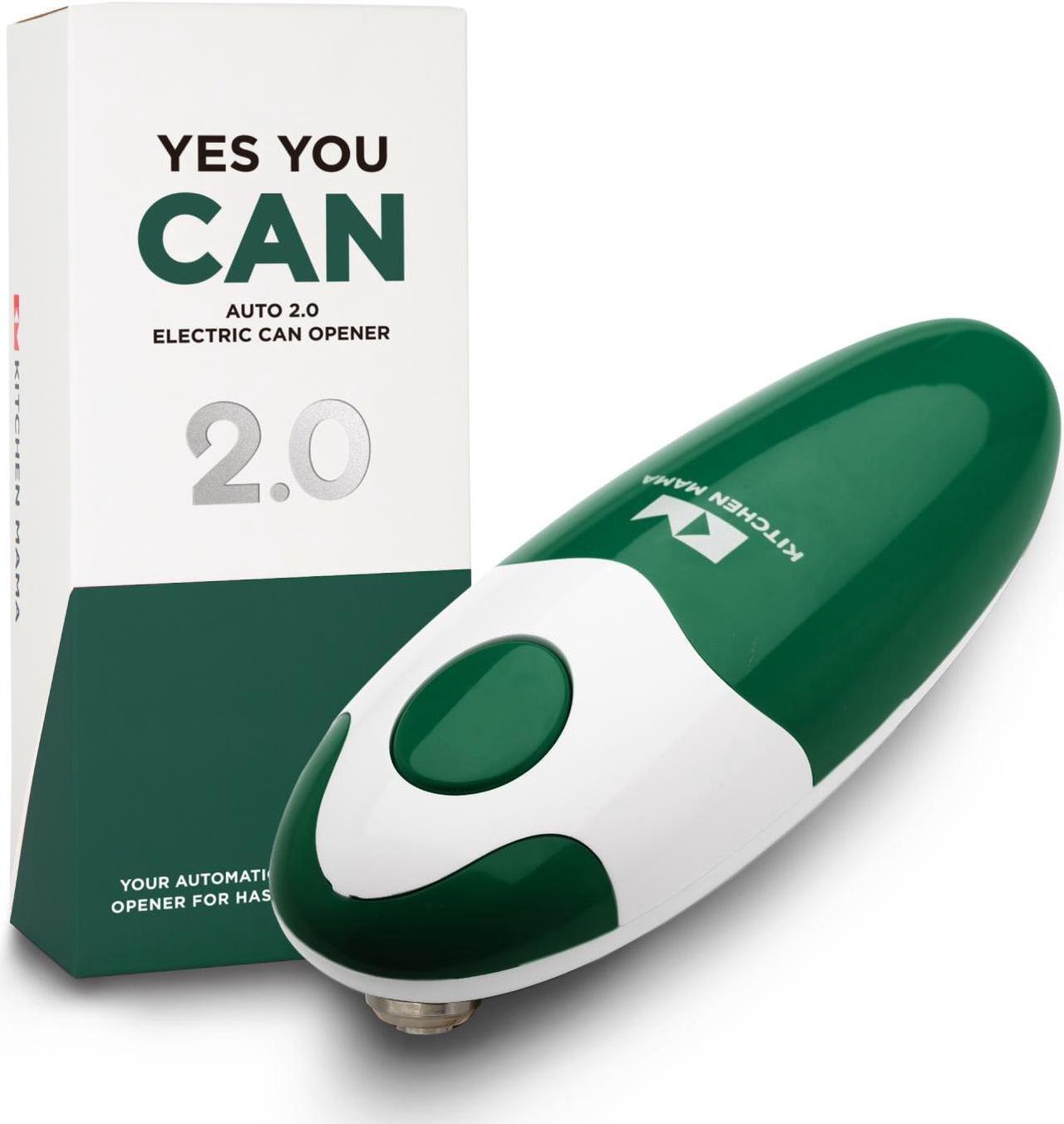 Main image of Kitchen Mama Electric Can Opener 2.0: Upgraded Blade Opens Any Can Shape - No Sharp Edge, Food-Safe, Handy with Lid Lift, Battery Operated Handheld Can Opener (Alpine Green)
