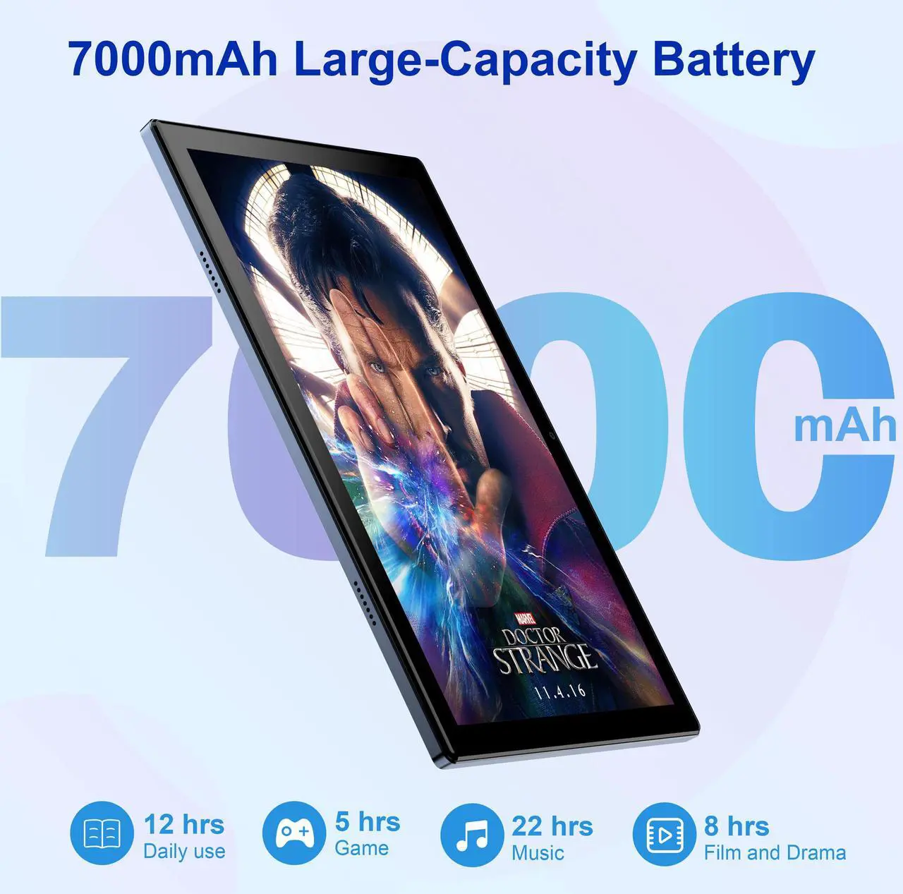 Alt view image 2 of 6 - BYYBUO Tablet 10.1 inch Android 12 Tablets, 3GB RAM+32GB ROM, 1920x1200 IPS FHD Display, 7000mAh Battery, 5.0MP+13.0MP Camera, Octa-Core Processor, 2.4G+5G WiFi, Bluetooth, GPS, FM (2024 Gray)