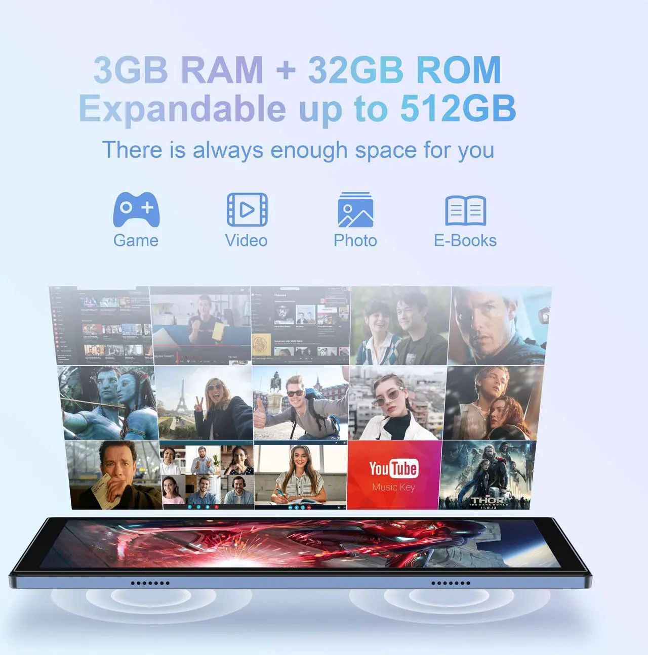 Alt view image 5 of 6 - BYYBUO Tablet 10.1 inch Android 12 Tablets, 3GB RAM+32GB ROM, 1920x1200 IPS FHD Display, 7000mAh Battery, 5.0MP+13.0MP Camera, Octa-Core Processor, 2.4G+5G WiFi, Bluetooth, GPS, FM (2024 Gray)
