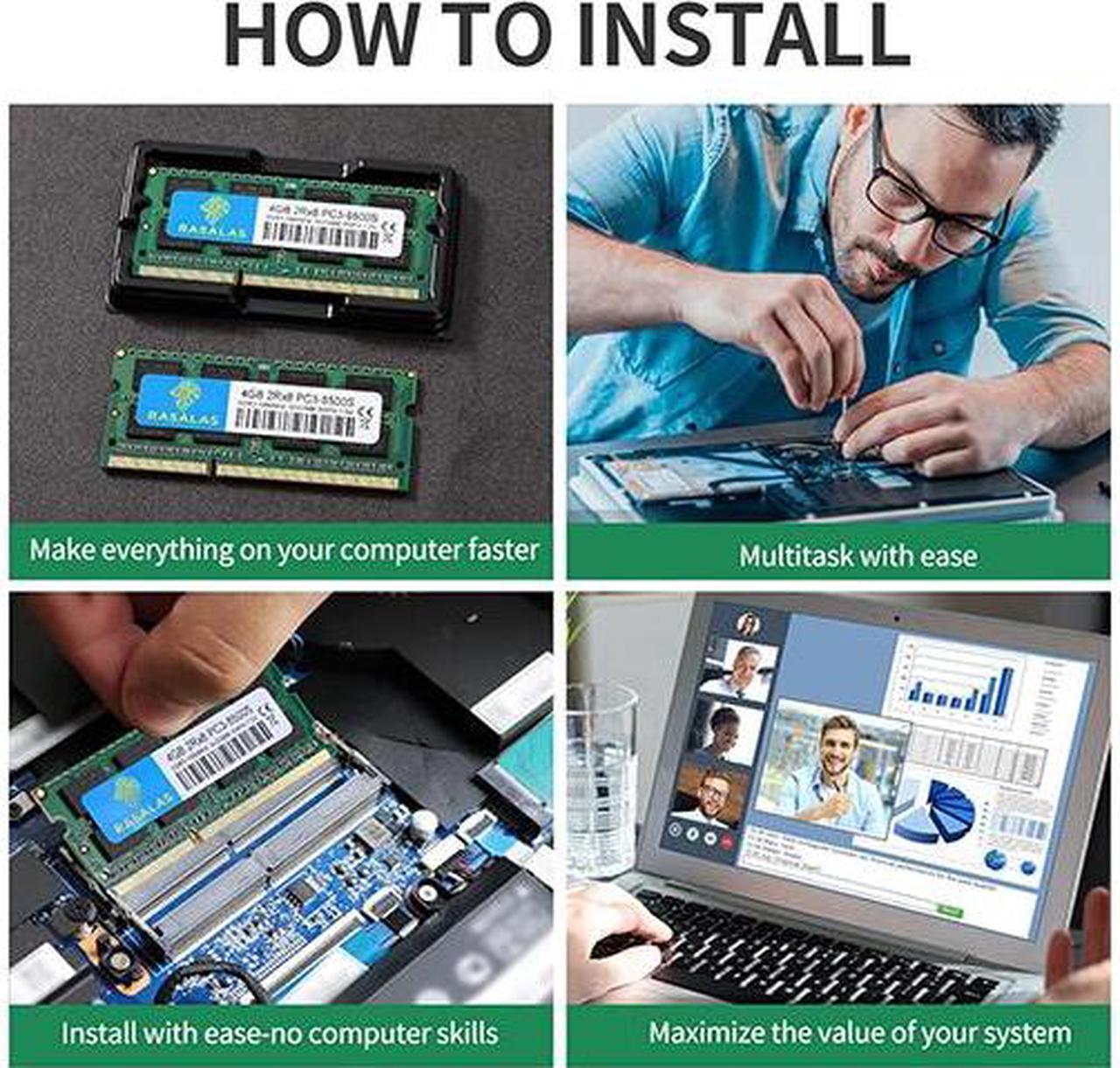 Alt view image 6 of 7 - RASALAS 4GB  PC3-8500 DDR3 1066 Mhz  8500s SODIMM RAM Laptop Memory Upgrade for Notebook 204PIN 1.5V Memory