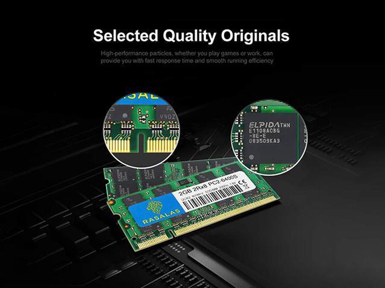 Alt view image 3 of 5 - Rasalas DDR2 PC2-6400 KIT 4GB(2X2GB) DDR2 800MHZ Sodimm DDR2 4GB Kit (2x2GB) PC2 6400S 2RX8 1.8V CL6 RAM Memory Modules for Laptop Computer
