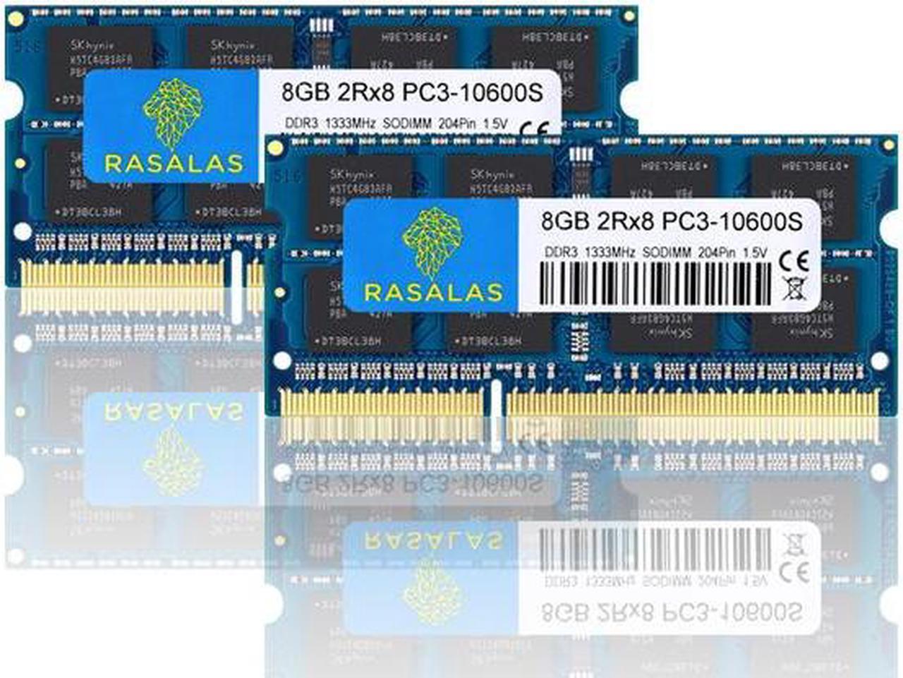 Main image of Rasalas 16gb(2x8GB) kit DDR3 PC3-10600S DDR3 1333MHz 1.5V CL9 Ram 2RX8 PC3 204 Pin SODIMM Laptop Notebook Computer Memory Ram Module Chips