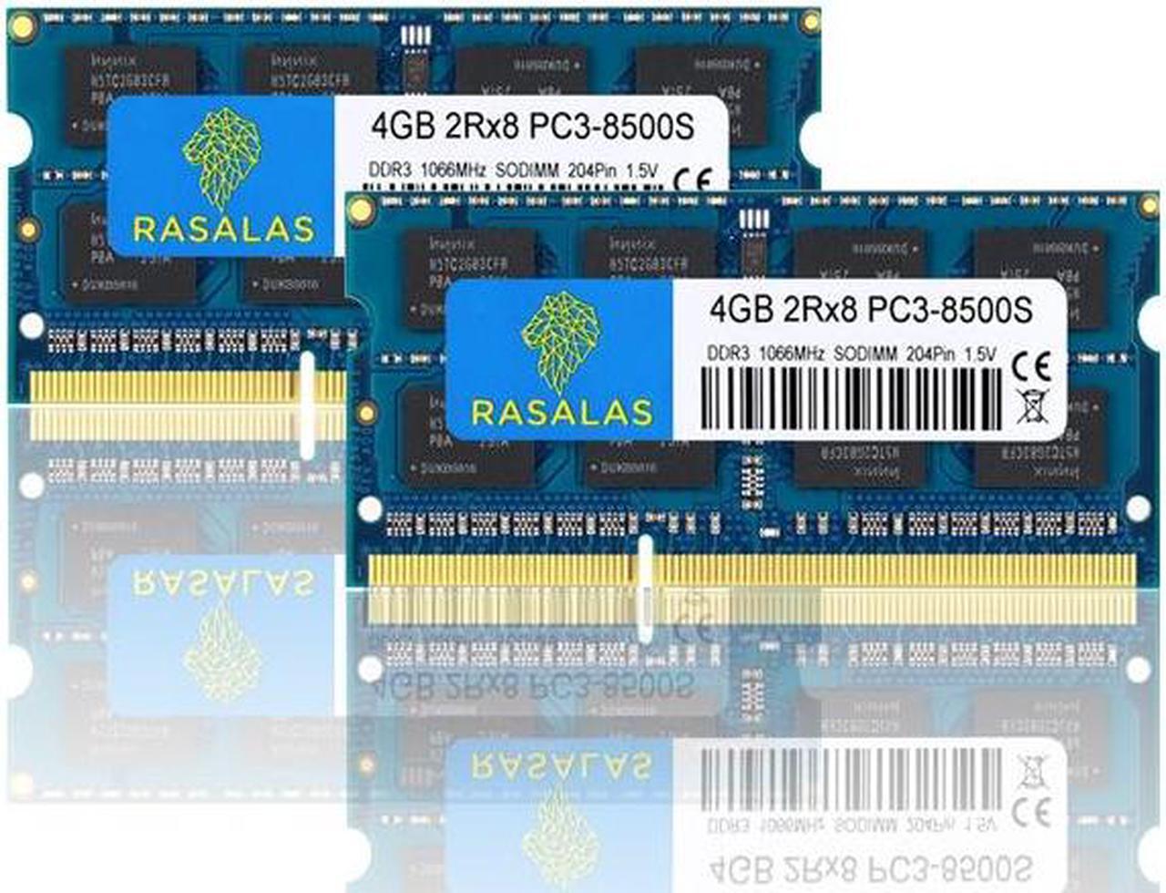 Main image of Rasalas 8GB(2X4GB) KIT PC3-8500S 4GB DDR3 1066MHz Sodimm 2RX8 1.5V CL7 Laptop RAM Memory for iMac Inter Mould BLUE RAM