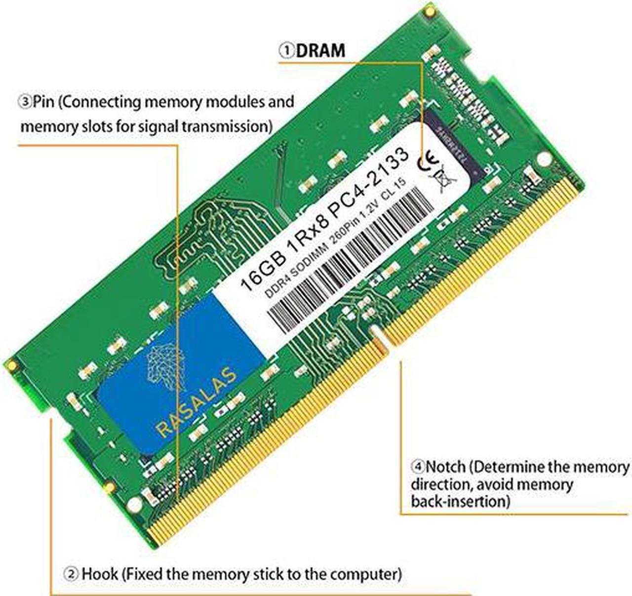 Alt view image 2 of 7 - Rasalas 16GB DDR4 2133MHz PC4-17000S Unbuffered Non-ECC 1.2V CL15 1Rx8 Dual Rank 260 Pin SODIMM Laptop/Notebook Memory Module Upgrade 16GB green