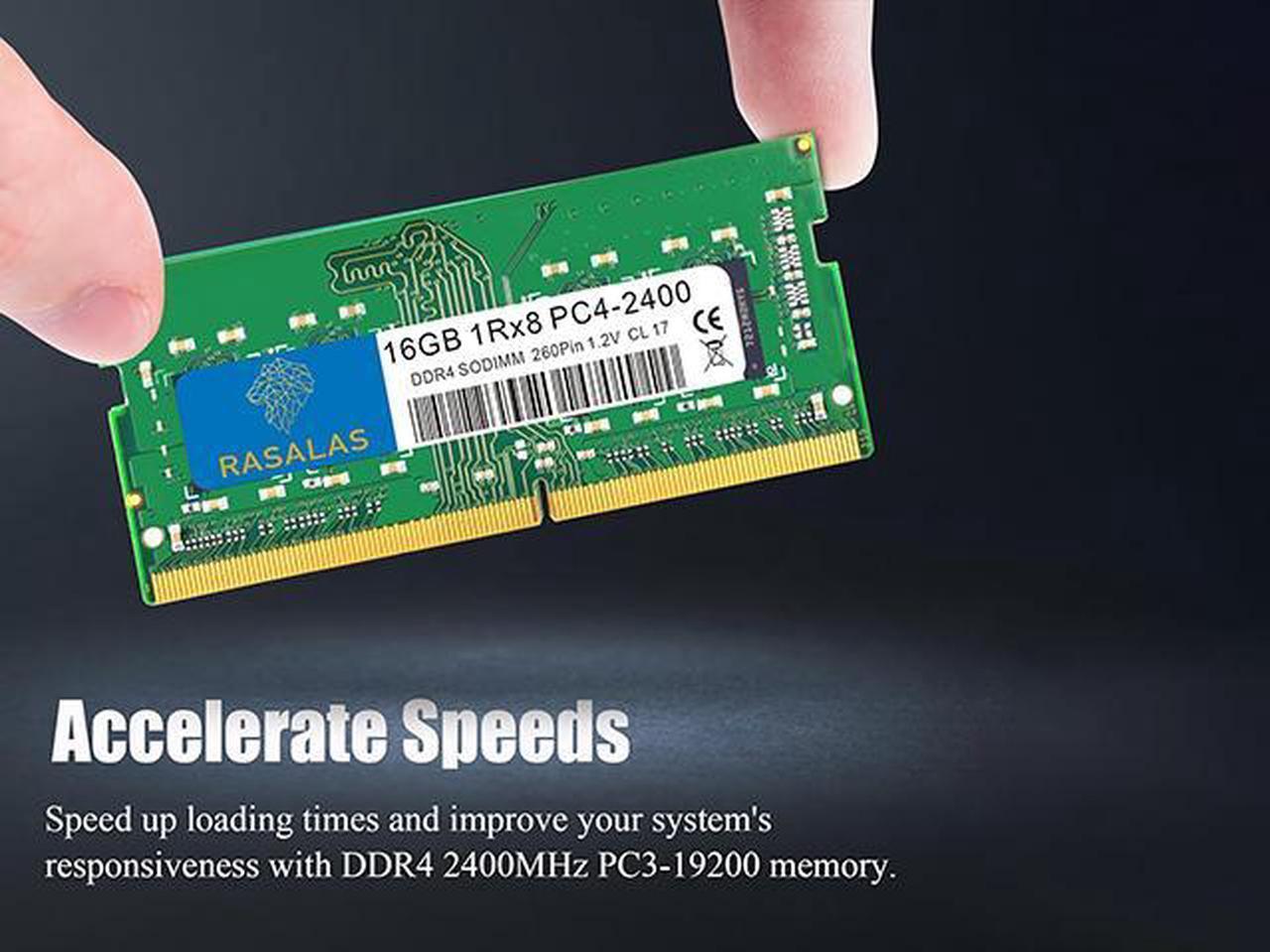 Alt view image 4 of 7 - RASALAS 16GB DDR4 2400MHz (DDR4-2400) PC4-19200 (PC4-2400T) Non-ECC Unbuffered 1.2V CL17 1Rx8 Single Rank 260 Pin SODIMM Laptop Memory RAM Module Upgrade 1X16GB Green