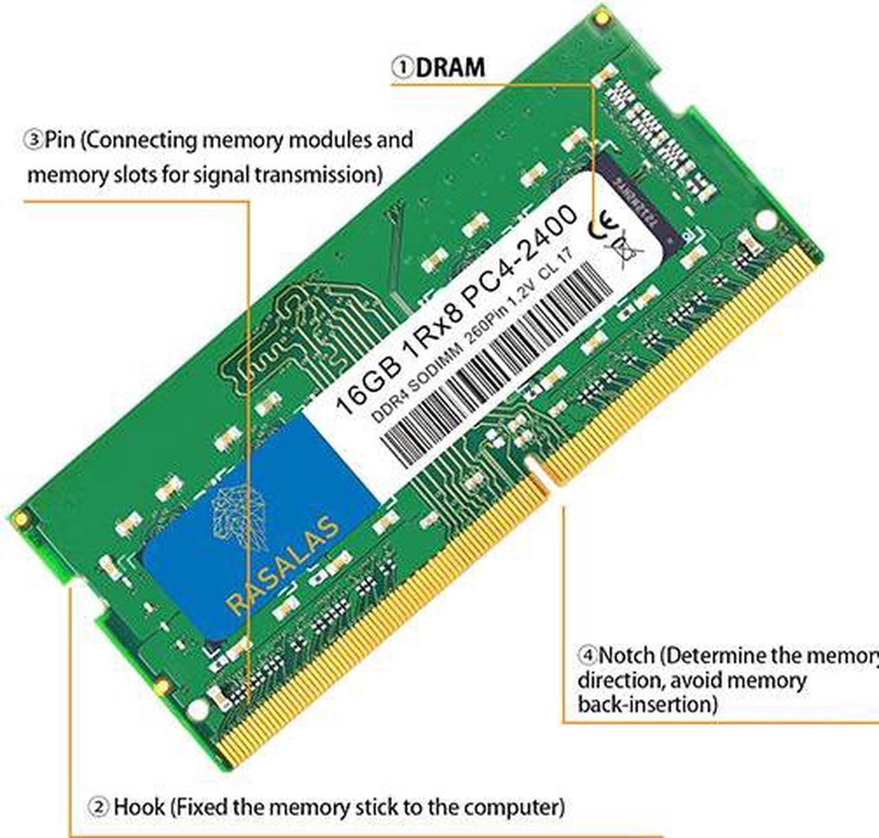 Alt view image 2 of 7 - RASALAS 16GB DDR4 2400MHz (DDR4-2400) PC4-19200 (PC4-2400T) Non-ECC Unbuffered 1.2V CL17 1Rx8 Single Rank 260 Pin SODIMM Laptop Memory RAM Module Upgrade 1X16GB Green