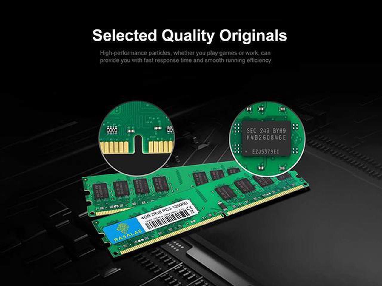 Alt view image 6 of 7 - Rasalas 4gb DDR3 PC3-12800U DDR3 1600MHz SODIMM RAM 2Rx8 1.35V CL11 Notebook RAM Memory Modules for Intel AMD and Mac Computer GREEN RAM