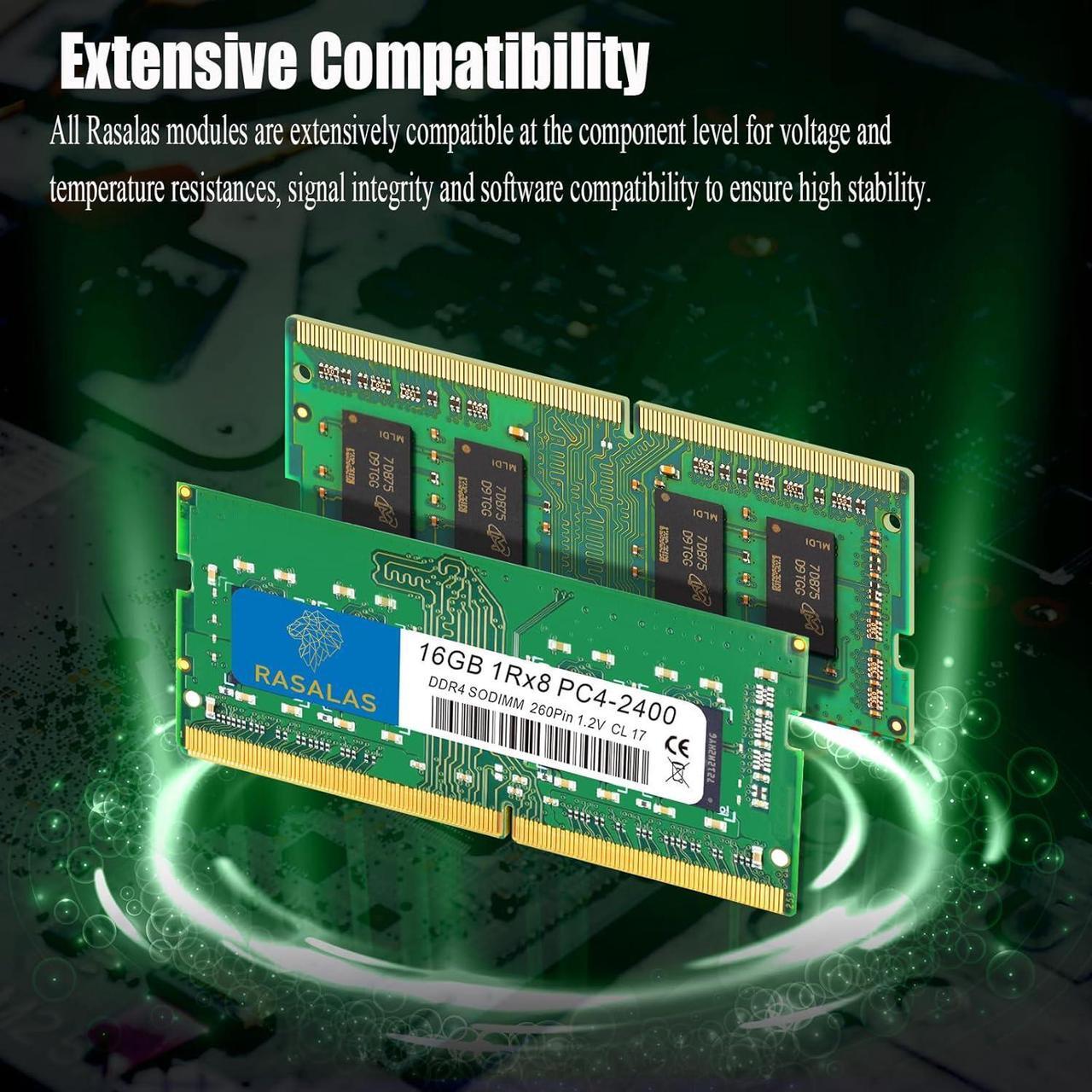 Alt view image 4 of 7 - Rasalas 16GB DDR4 2400MHz (DDR4-2400) PC4-19200 (PC4-2400T) Non-ECC Unbuffered 1.2V CL17 1Rx8 Single Rank 260 Pin SODIMM Laptop Memory RAM Module Upgrade 1 x 16GB