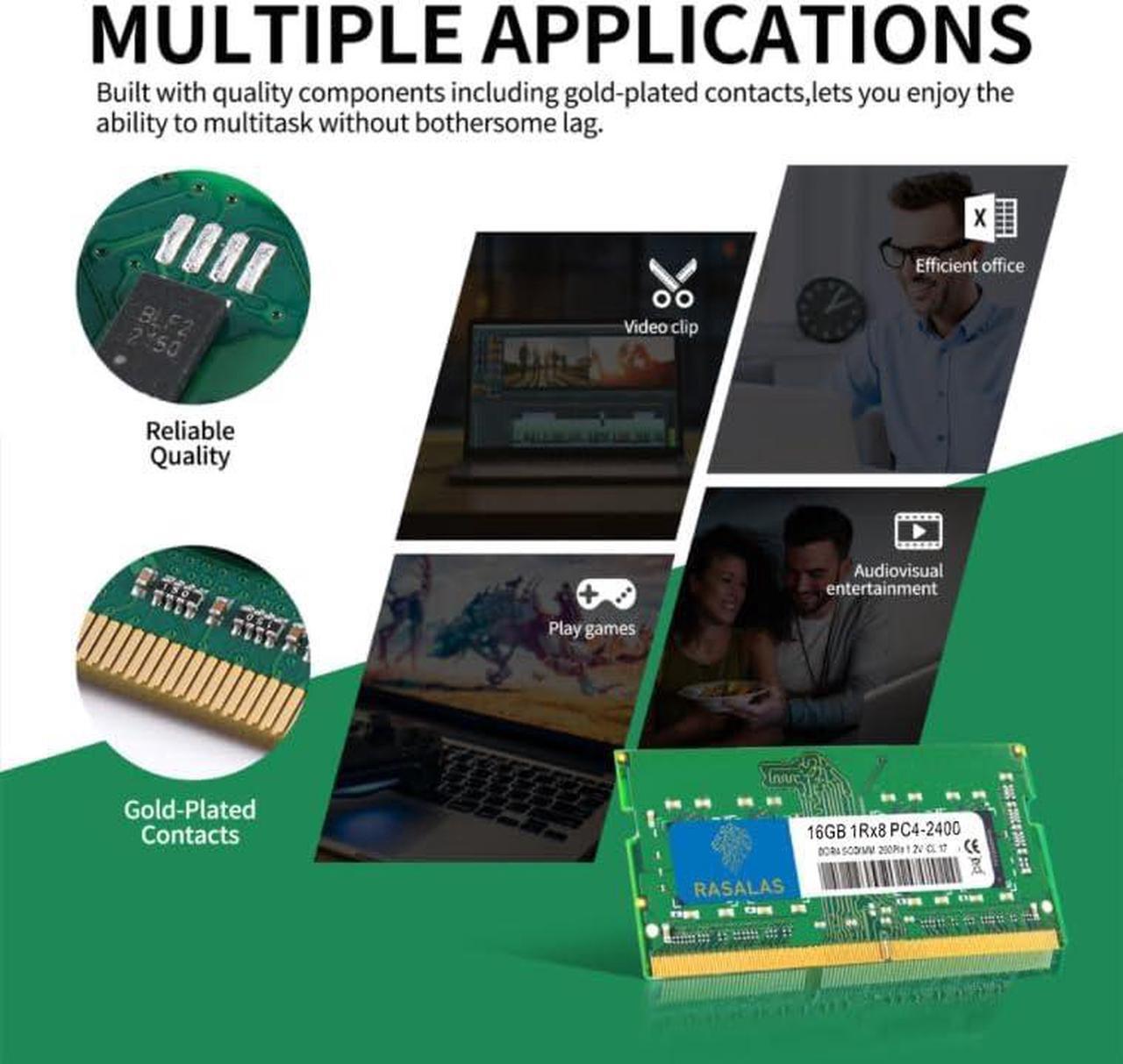 Alt view image 6 of 7 - Rasalas 16GB DDR4 2400MHz (DDR4-2400) PC4-19200 (PC4-2400T) Non-ECC Unbuffered 1.2V CL17 1Rx8 Single Rank 260 Pin SODIMM Laptop Memory RAM Module Upgrade 1 x 16GB