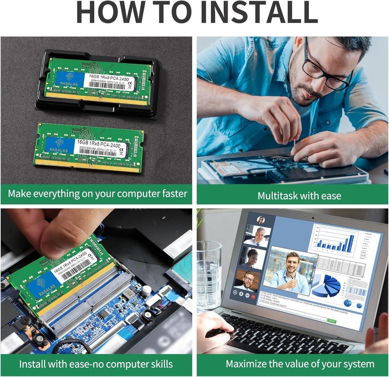 Alt view image 7 of 7 - Rasalas 16GB DDR4 2400MHz (DDR4-2400) PC4-19200 (PC4-2400T) Non-ECC Unbuffered 1.2V CL17 1Rx8 Single Rank 260 Pin SODIMM Laptop Memory RAM Module Upgrade 1 x 16GB