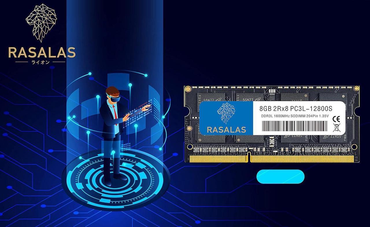 Alt view image 5 of 6 - Rasalas 16GB 2x 8GB DDR3-1600 1600MHz PC3L-12800S 12800 Non-ECC Unbuffered 1.35V CL11 2Rx8 Dual Rank SODIMM Laptop Memory RAM Memory