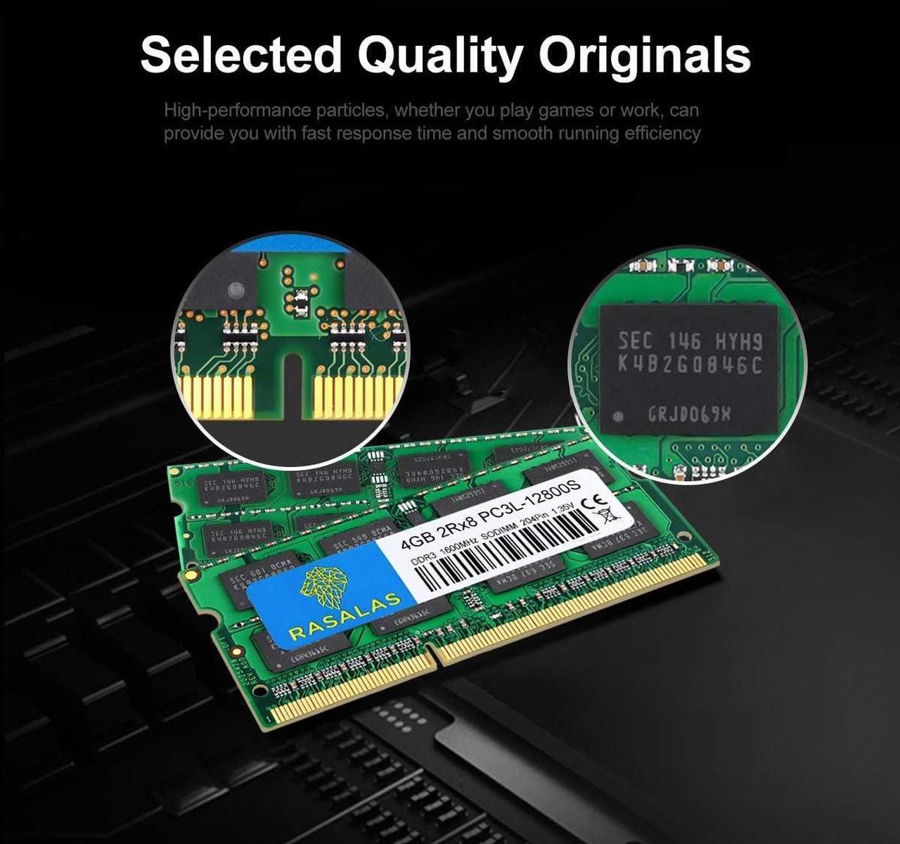 Alt view image 2 of 7 - Rasalas 4GB DDR3 PC3-12800 DDR3 1600MHz SODIMM Memory Module PC3L 12800S DDR3 1600 2Rx8 1.35V CL11 Notebook RAM Memory Modules for Intel AMD and Mac Computers