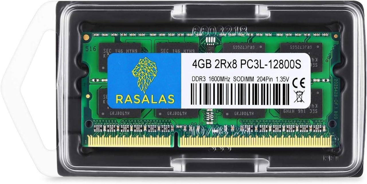 Alt view image 7 of 7 - Rasalas 4GB DDR3 PC3-12800 DDR3 1600MHz SODIMM Memory Module PC3L 12800S DDR3 1600 2Rx8 1.35V CL11 Notebook RAM Memory Modules for Intel AMD and Mac Computers