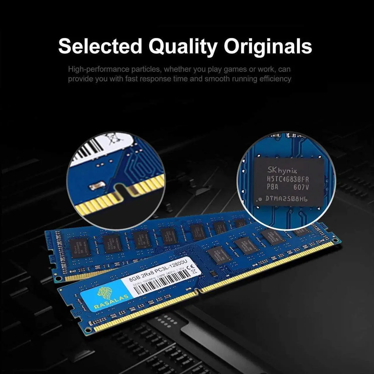Alt view image 2 of 6 - Rasalas PC3-12800U 16GB Kit DDR3 1600MHz (2x8GB) DDR3L 12800U RAM 2Rx8 DDR3L-1600 Udimm CL11 1.35V Desktop Computer Memory