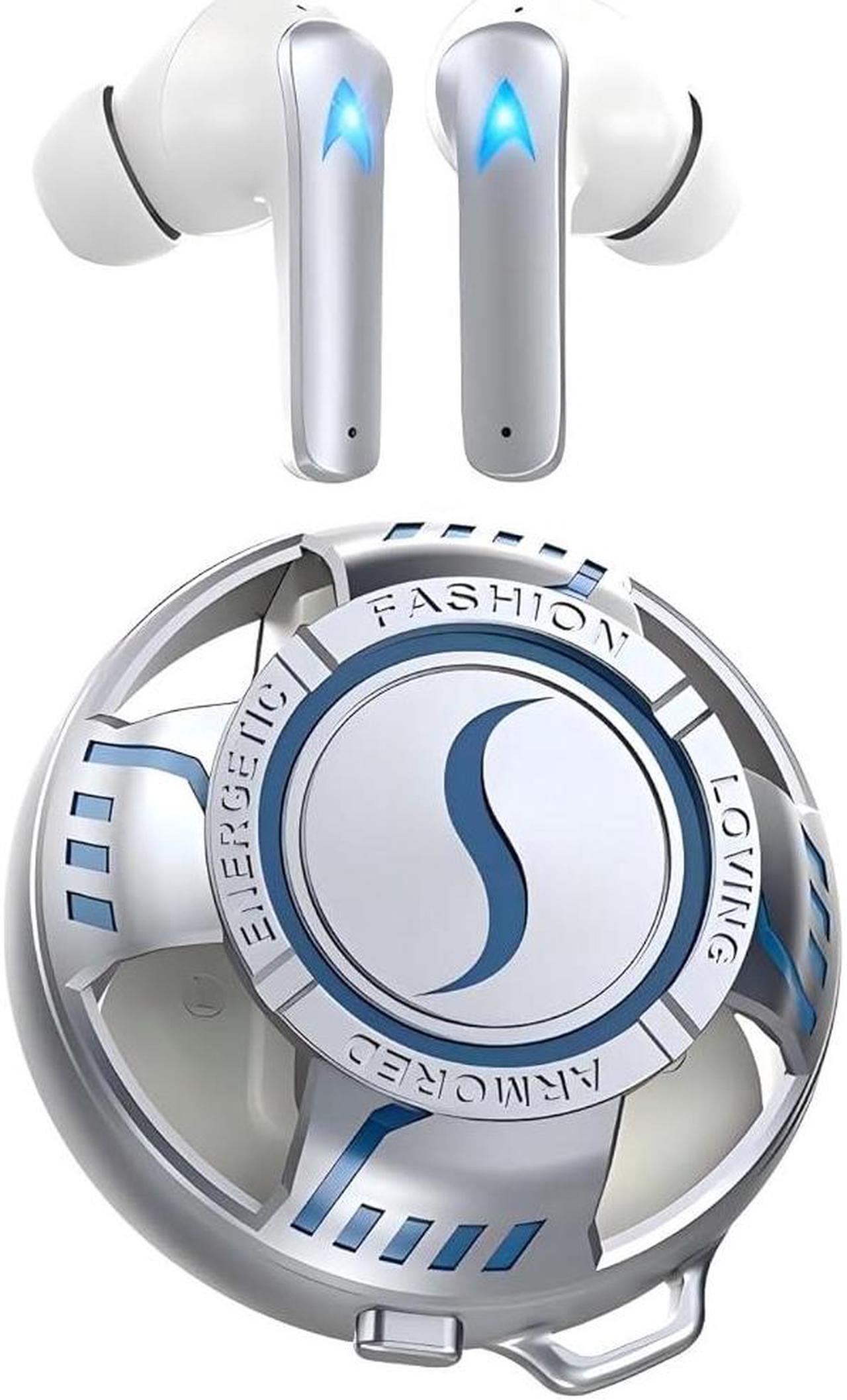Main image of GSHLGAO Active Noise Cancelling Bluetooth Headphone Wireless Earbuds in-Ear, 60H Playback Earphones with two gyrosscopes high-energy fluorerescence Charging Case for Smart Phone Laptop gaming (Silver)