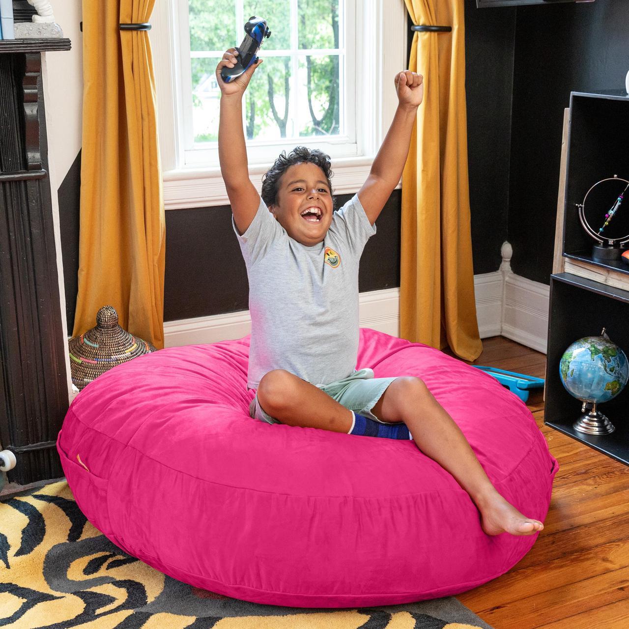 Alt view image 7 of 7 - Jaxx 4 ft Cocoon Kids Bean Bag, Fuchsia
