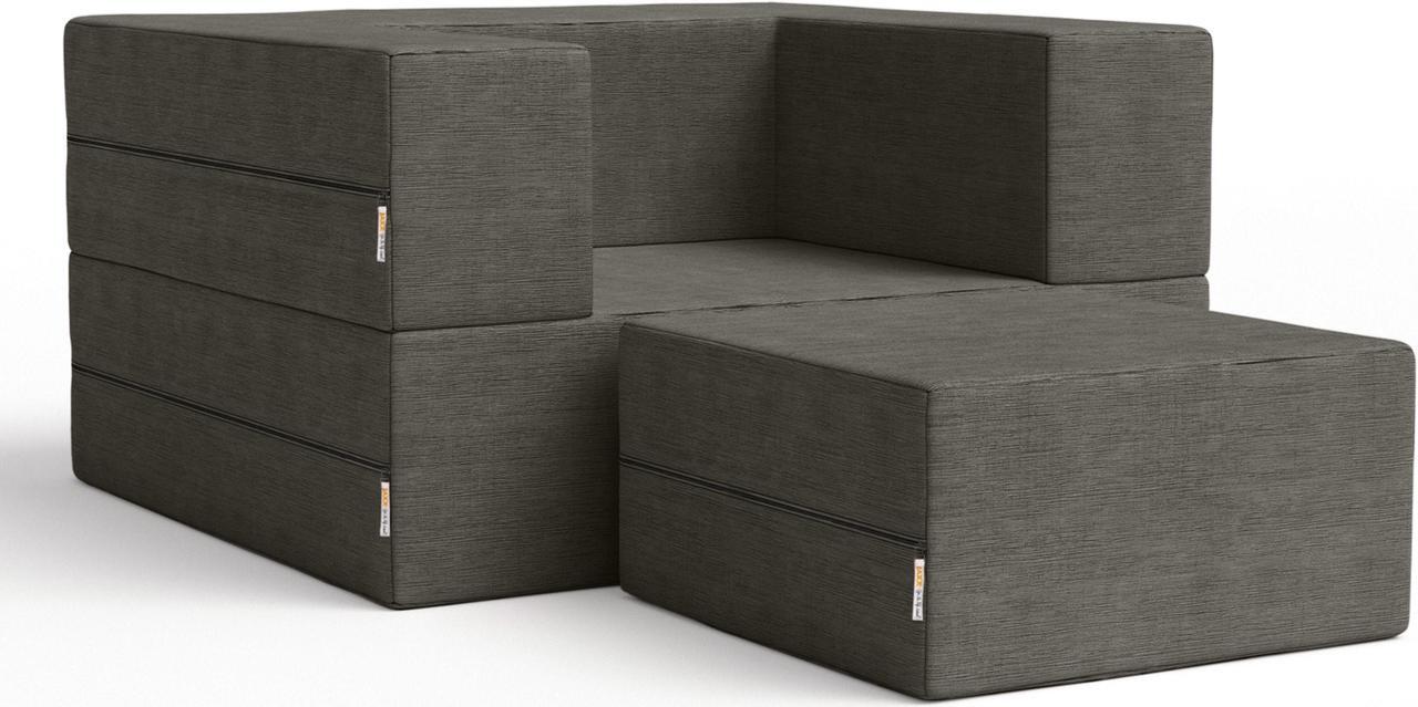 Main image of Jaxx Zipline Convertible Sleeper Chair & Ottoman / Twin-Size Bed, Charcoal