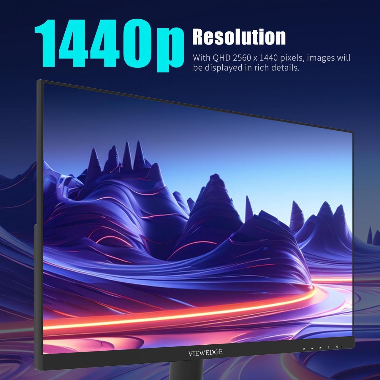 Alt view image 3 of 7 - Viewedge 27 Inch Gaming Monitor, IPS 165Hz 1ms QHD Computer Monitor, 2560x1440p,HDR 10, 120% sRGB, Supports 144Hz, Bluelight Filter,Wall Mounted, 2HDMI &1DP Port