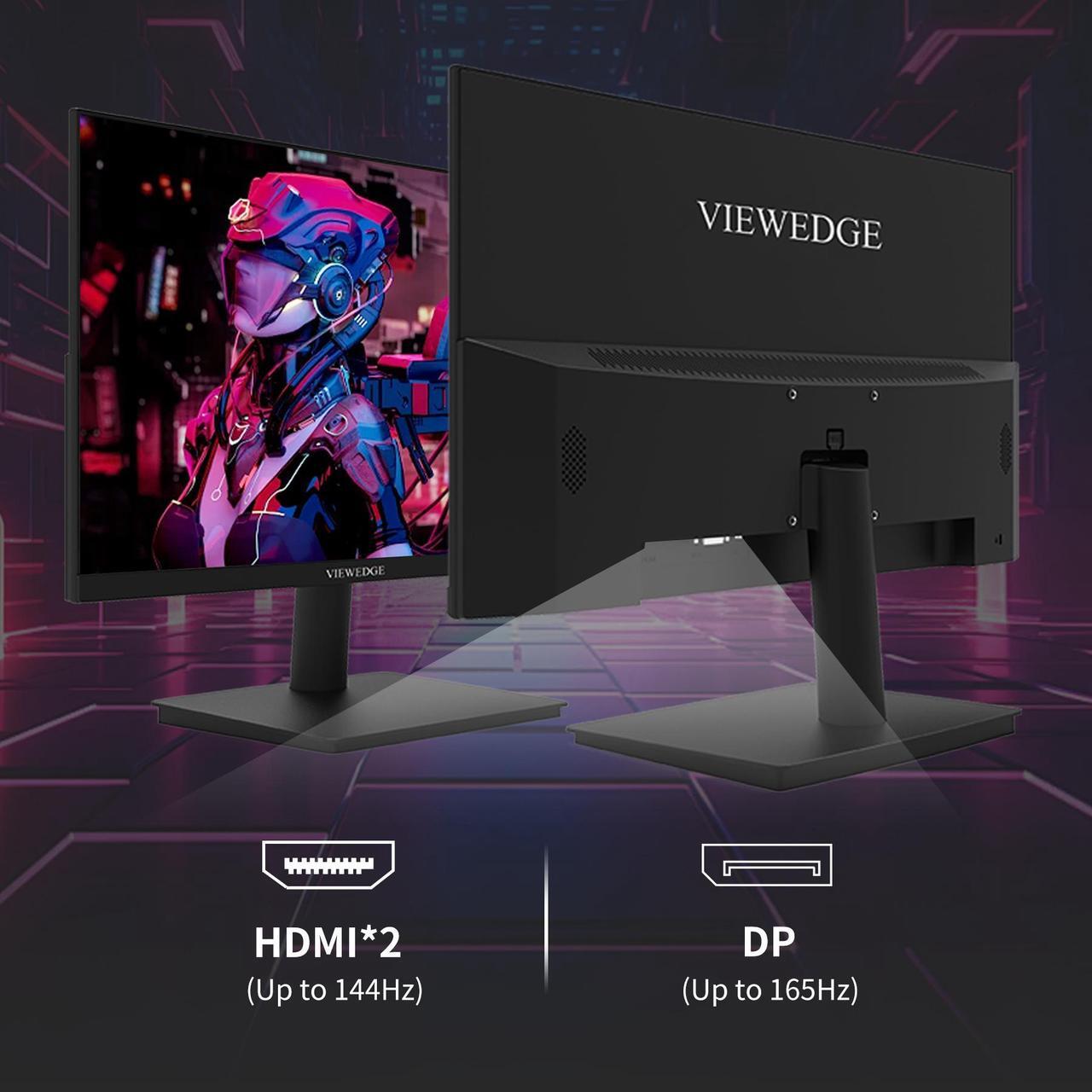 Alt view image 7 of 7 - Viewedge 27 Inch Gaming Monitor, IPS 165Hz 1ms QHD Computer Monitor, 2560x1440p,HDR 10, 120% sRGB, Supports 144Hz, Bluelight Filter,Wall Mounted, 2HDMI &1DP Port
