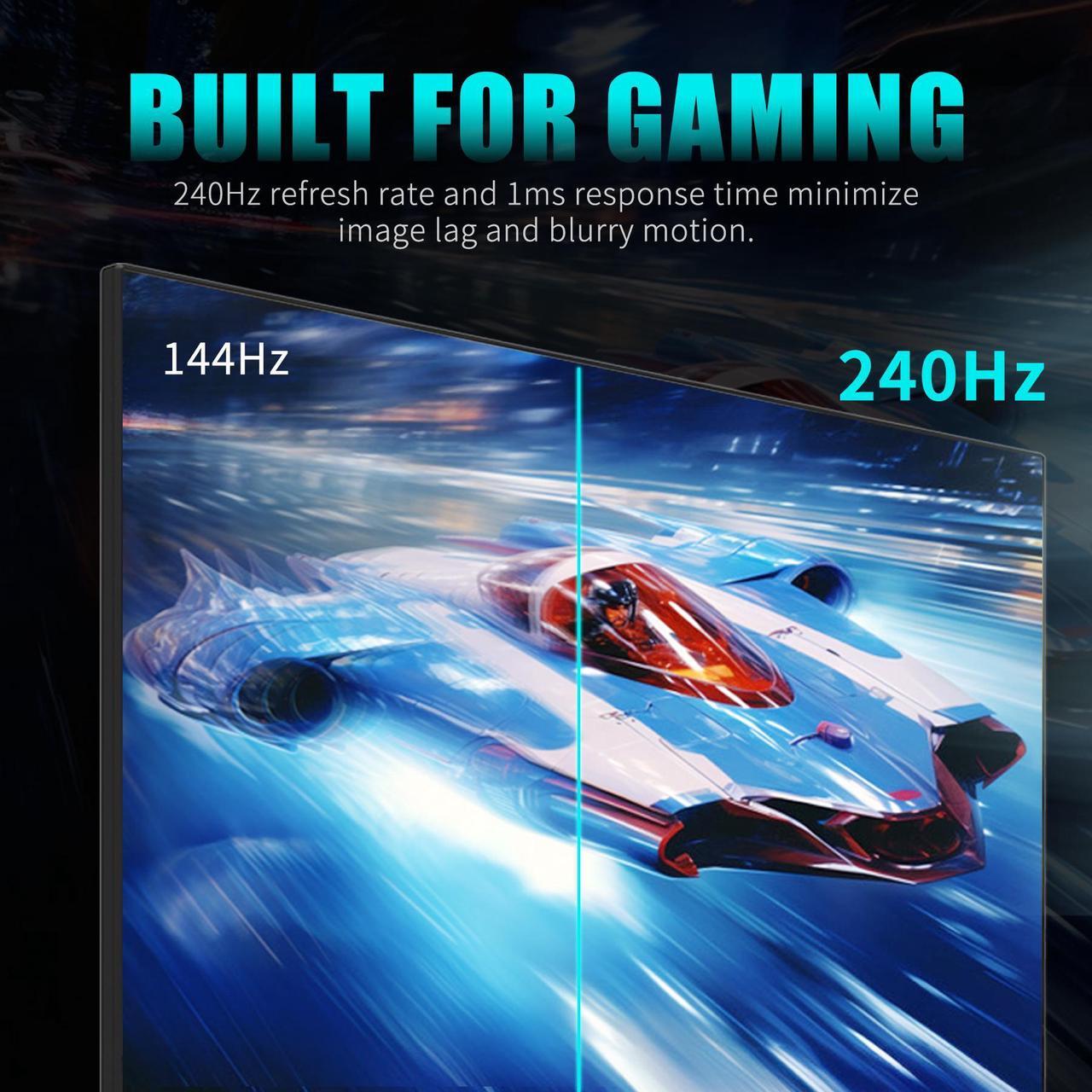 Alt view image 2 of 10 - Viewedge 27 inch Gaming Monitor 240Hz 1ms FHD (1920x1080p) Computer Monitor, 110% sRGB HDR10 HDMI x 2 & DP x 2 Port, Built-in Speakers, Support Freesync and Wall Mount