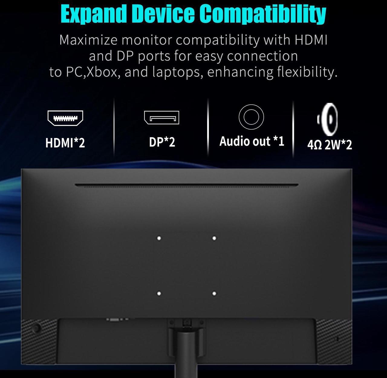 Alt view image 6 of 10 - Viewedge 27 inch Gaming Monitor 240Hz 1ms FHD (1920x1080p) Computer Monitor, 110% sRGB HDR10 HDMI x 2 & DP x 2 Port, Built-in Speakers, Support Freesync and Wall Mount