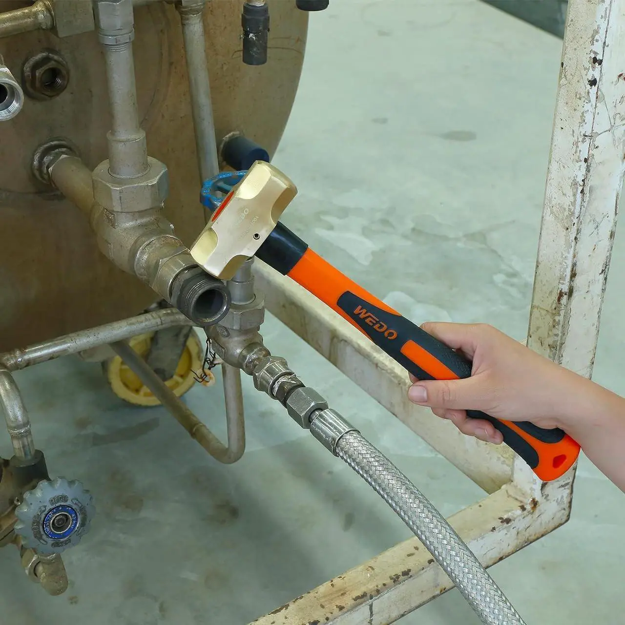 Alt view image 6 of 6 - WEDO Brass Sledge Hammer With Fiberglass Handle, Non-Magnetic, Die-Forge, Corrosion Resistant, DIN Standard, 1lb, 300mm, 12"