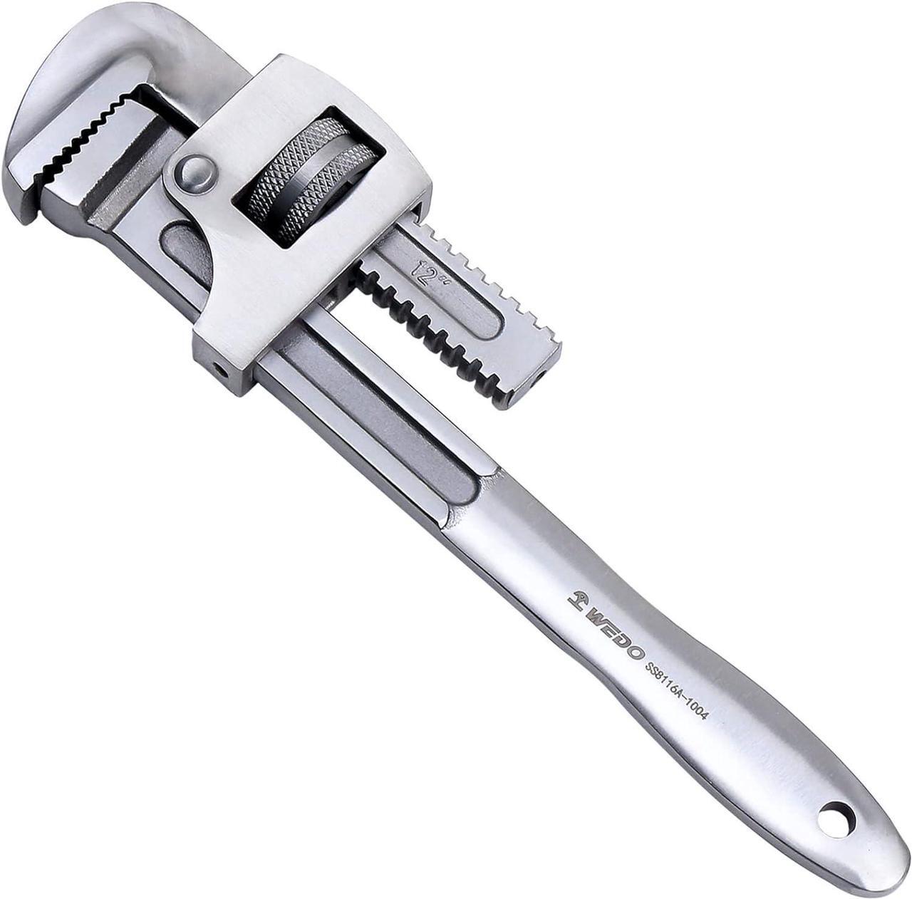 Main image of WEDO Stainless Steel Pipe Wrench,10-INCH Straight Plumbing Wrench,Adjustable Pipe Spanner,Anti-corrosion,Polished Surface,DIN,Die-forged,Rust-Proof,Length 250mm