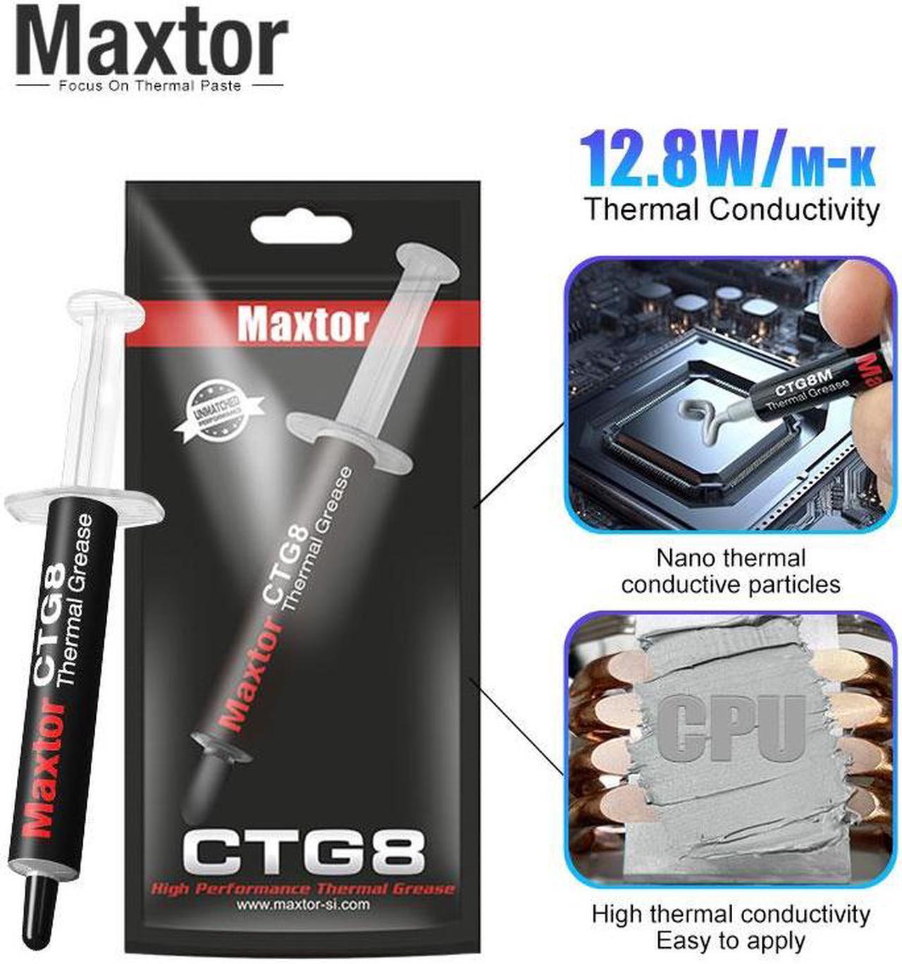 Alt view image 3 of 7 - Maxtor Thermal CTG8 12.8W/mk thermal paste,Gaming grade CPU/GPU/cooling fan overclocking thermal grease,High TDP device cooling solution,4g syringe installation