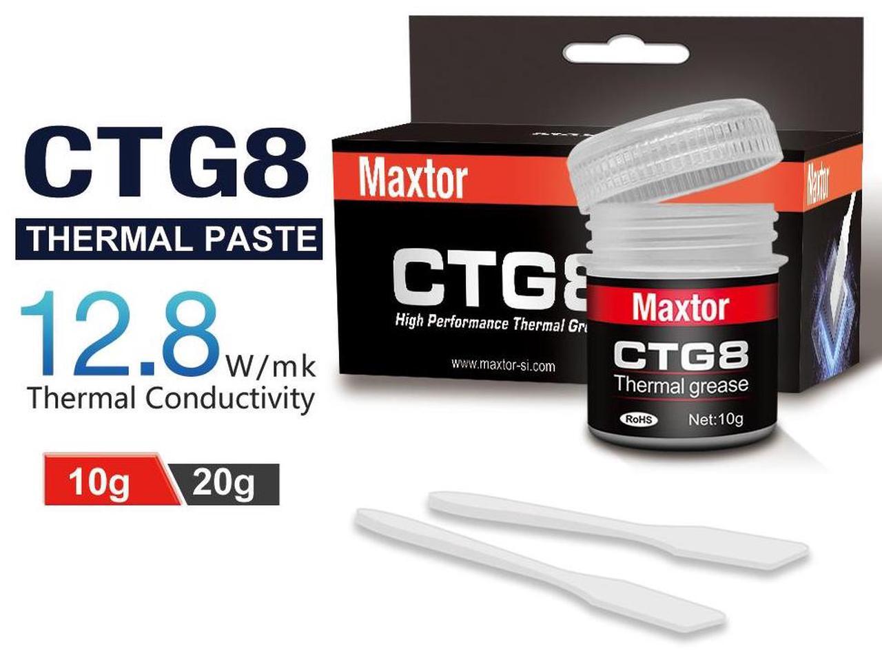 Alt view image 4 of 6 - Maxtor Thermal CTG8 12.8W/mk thermal paste,Gaming grade CPU/GPU/cooling fan overclocking thermal grease,High TDP device cooling solution,4g syringe installation 10 g