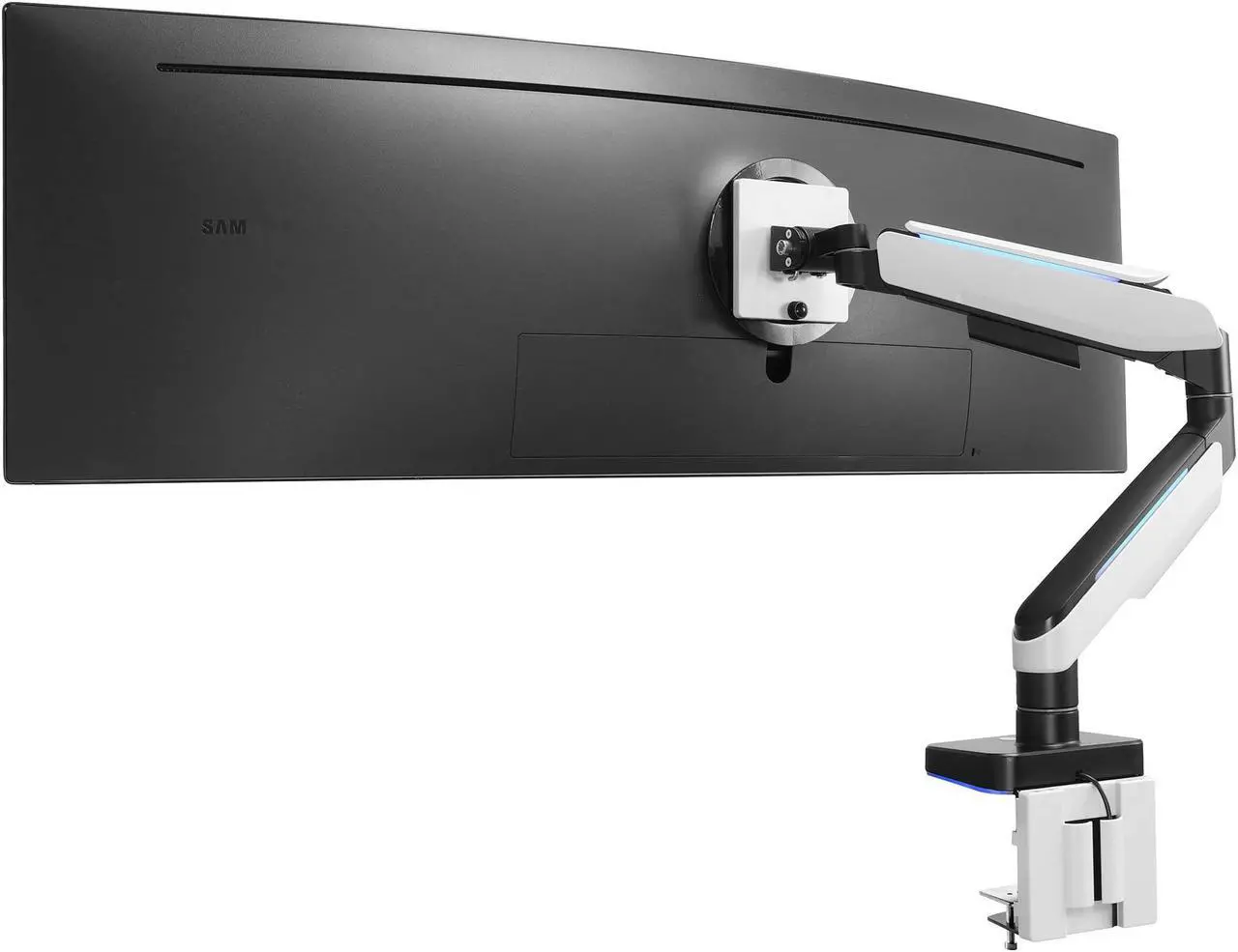 Main image of Mount-It! Heavy-Duty Ultrawide Monitor Arm up to 49" / 44 lb for Samsung Odyssey G9, 75x75 and 100x100 VESA Desk Mount for Widescreen Curved Monitors, Gas Spring, RGB Lights, Clamp and Grommet
