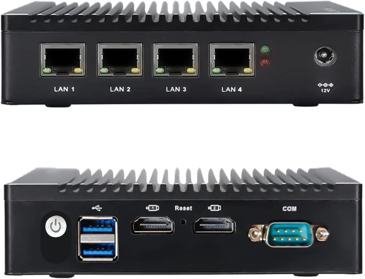 Main image of VNOPN Micro Firewall Appliance N3700 Quad Core, 2.5GbE Intel 4 Ports Dual HD, Fanless Mini PC 8GB DDR3 128GB mSATA SSD, Network Router Box, RS232 COM, Support AES NI Windows 10