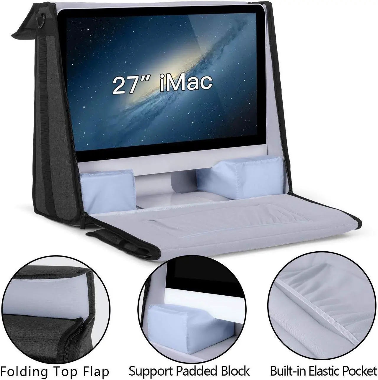 Alt view image 3 of 5 - Damero Carrying Tote Bag Compatible with Apple 27" iMac Desktop Computer, Travel Storage Bag for iMac 27-inch and Other Accessories, Black